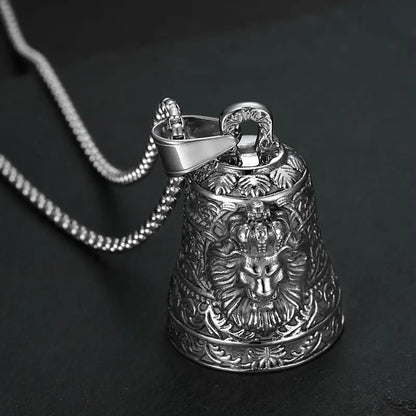 Motorcycle Bell for Luck Bell with Hanger Drive Safe for Bikers Riders Crown Lion Metal Motorcycle Guardian Bell Keychain