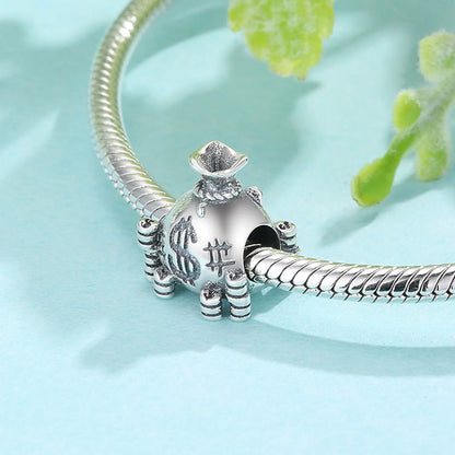 US Dollar Money Bag Charm Real 925 Sterling Silver Lucky Beads for Women Charm Bracelet Necklace Fashions Jewelry Making Gift