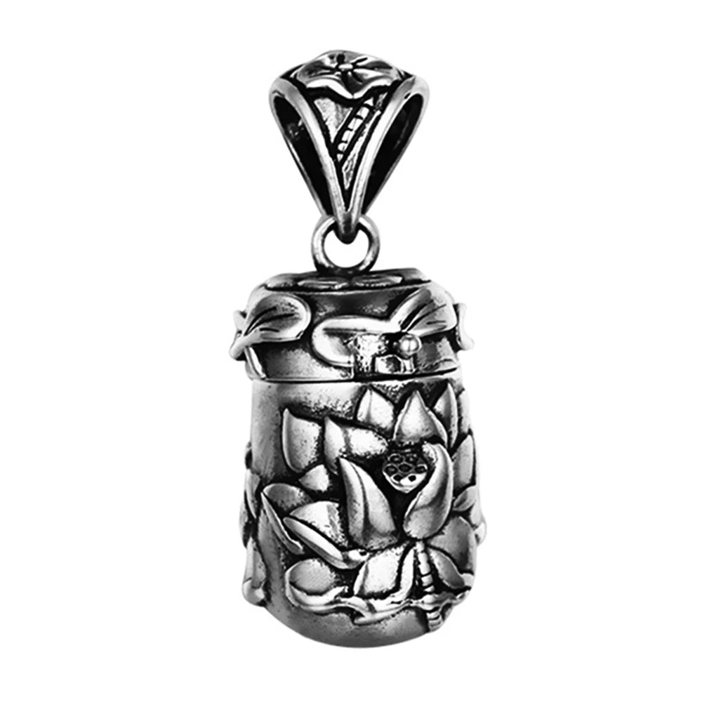 Real 925 Sterling Silver Buddha Lockets Floating Mantra Lotus Pendants Openable Antique Buddhist Prayer Box Talisman Amulet
