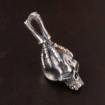 BOCAI S925 Sterling Silver Pendant for Women Men Retro Skeleton Claw Skull Charm Amulet Punk Street Dark Style Jewelry Wholesale
