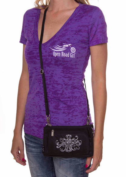 3-in-1 Belt Bag Phone Holder, Crossbody, Fanny Pack, Silver Cross Purse