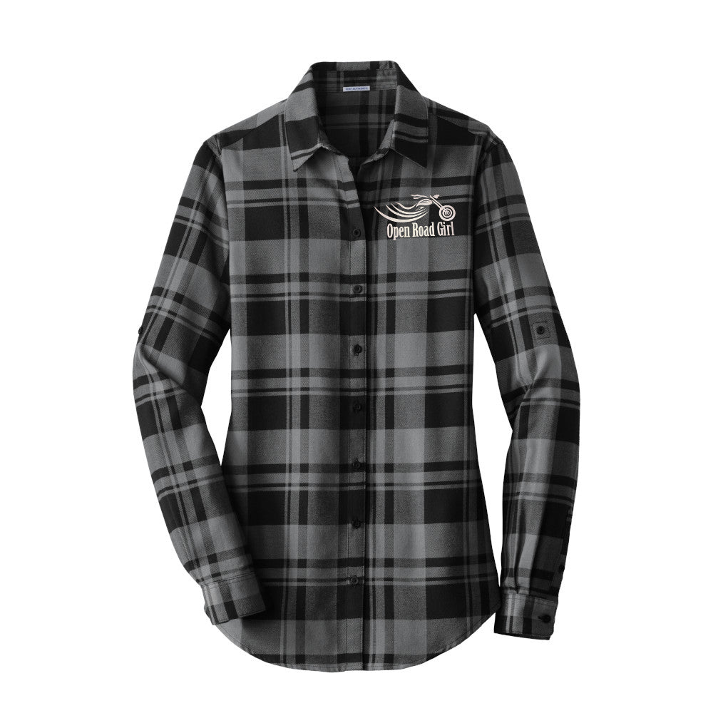 Open Road Girl Ladies Plaid Flannel Tunic, 4 COLORS