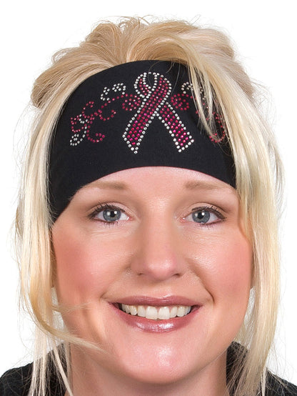 Tie-back Stretchy Rhinestone Bandana Breast Cancer Ribbon  Headwraps  qykyai-sq.myshopify.com