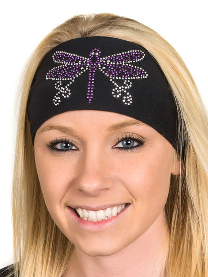Tie-back Stretchy Rhinestone Bandana Dragonfly Design, 4 Colors