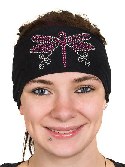 Tie-back Stretchy Rhinestone Bandana Dragonfly Design, 4 Colors