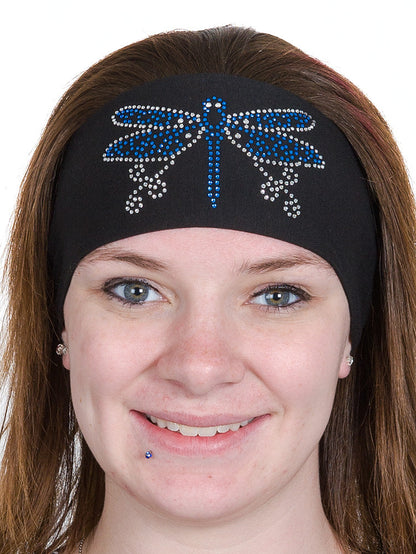 Tie-back Stretchy Rhinestone Bandana Dragonfly Design, 4 Colors