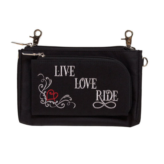 Live, Love, Ride Durable Canvas Hip Purse