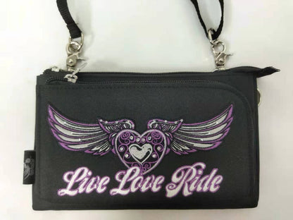 PURPLE Wing Live Love Ride Durable Canvas Hip Purse