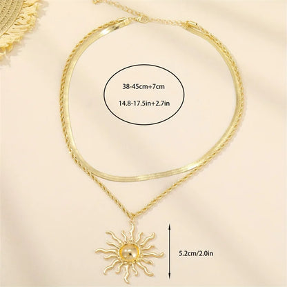 2 Pcs/Set Sun Flame Pendant Snake Choker Necklace for Women Water Drop Long Tassel Zircon Charm Chain Natural Stone Jewelry Gift