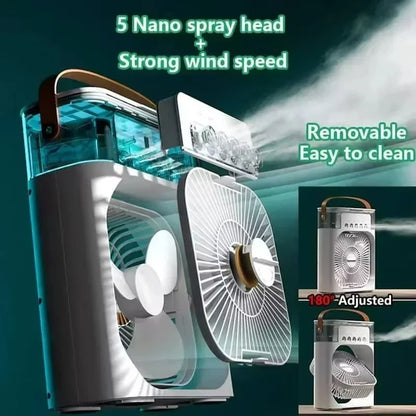 Xiaomi New 3-in-1 Fan Air Conditioner Household Small Air USB Electric Fan Air Cooler LED Night Light Water Mist Office Home