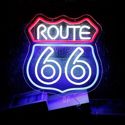 Historic Route 66 Neon Sign, Home Art Man Cave Neon Lights, For Bedroom Home Office Decor