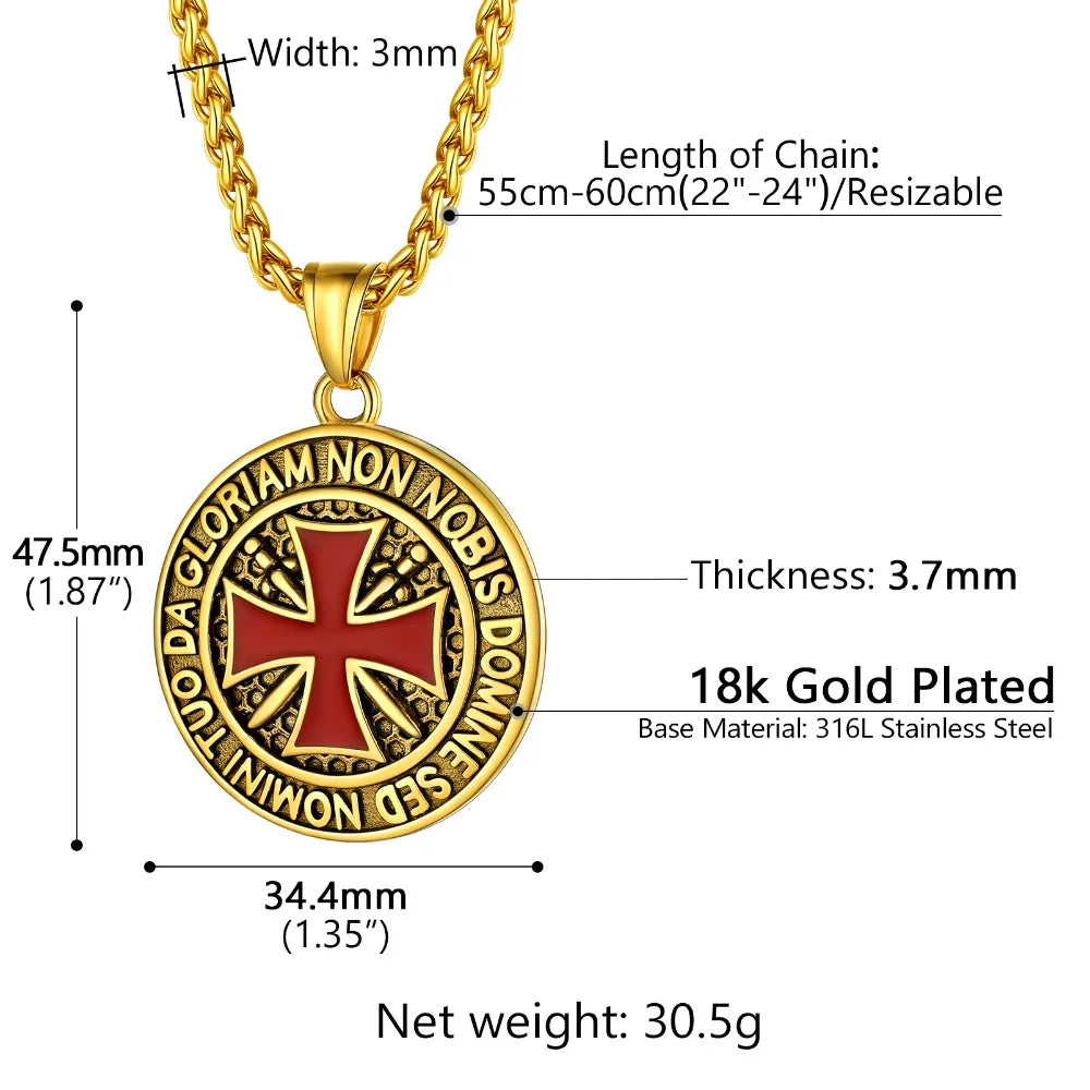 U7 Stainless Steel Templar Necklaces for Men Knight Cross Sheild Tag 3D Embossed Amulet Symbol Christian Unisex Jewelry Gift    qykyai-sq.myshopify.com