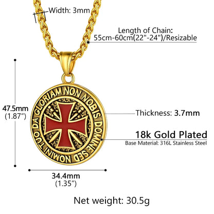 U7 Stainless Steel Templar Necklaces for Men Knight Cross Sheild Tag 3D Embossed Amulet Symbol Christian Unisex Jewelry Gift    qykyai-sq.myshopify.com