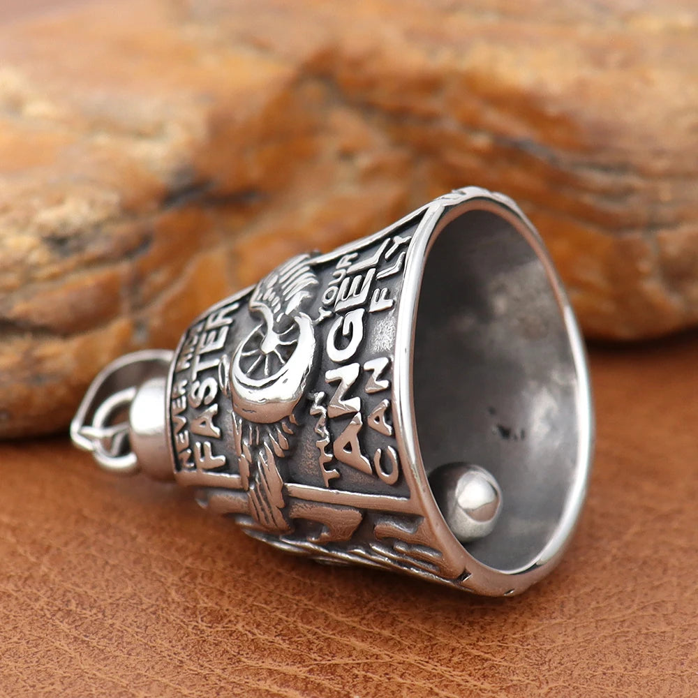Stainless Steel Motorcycle Bell Pendant Trendy Charm Punk Necklaces For Men Vintage Biker Luck Amulet Jewelry Gifts Wholesale