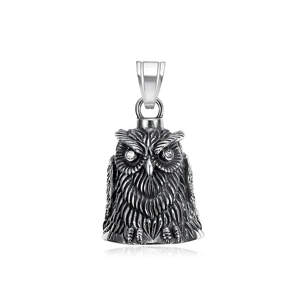 New Stainless Steel Motorcycle Bell Angel Wings Bell Pendant Necklace For Biker Fashion Lucky Amulet Jewelry Gifts Dropshipping