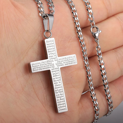 New - Cross Pendant Necklace for Men Women Jesus Christ Necklace Gold Black Silver Color Cuban Chain Religion Jewelry DKP684