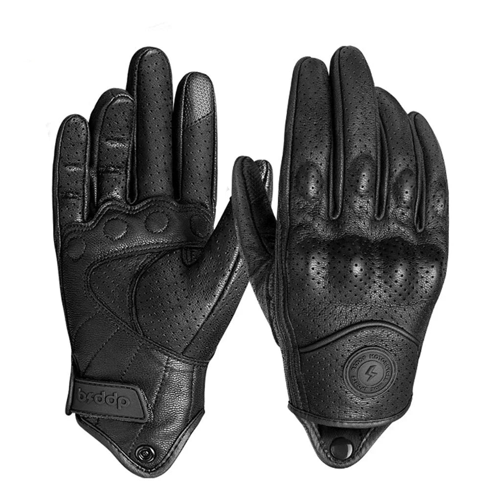 Vintage Real Leather Breathable Touch Screen Gloves