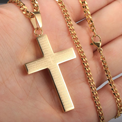 New - Cross Pendant Necklace for Men Women Jesus Christ Necklace Gold Black Silver Color Cuban Chain Religion Jewelry DKP684