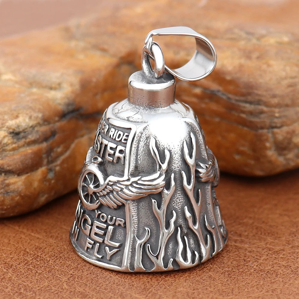 Stainless Steel Motorcycle Bell Pendant Trendy Charm Punk Necklaces For Men Vintage Biker Luck Amulet Jewelry Gifts Wholesale