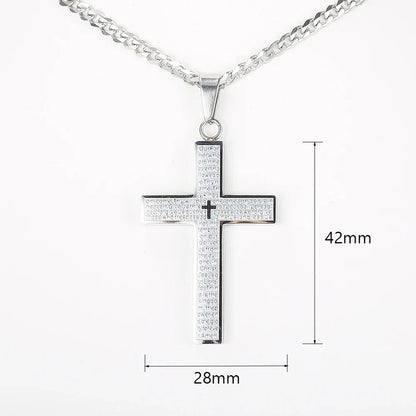 Cross Pendant Necklace for Men Women Jesus Christ Necklace Gold Black Silver Color Cuban Chain Religion Jewelry DKP684