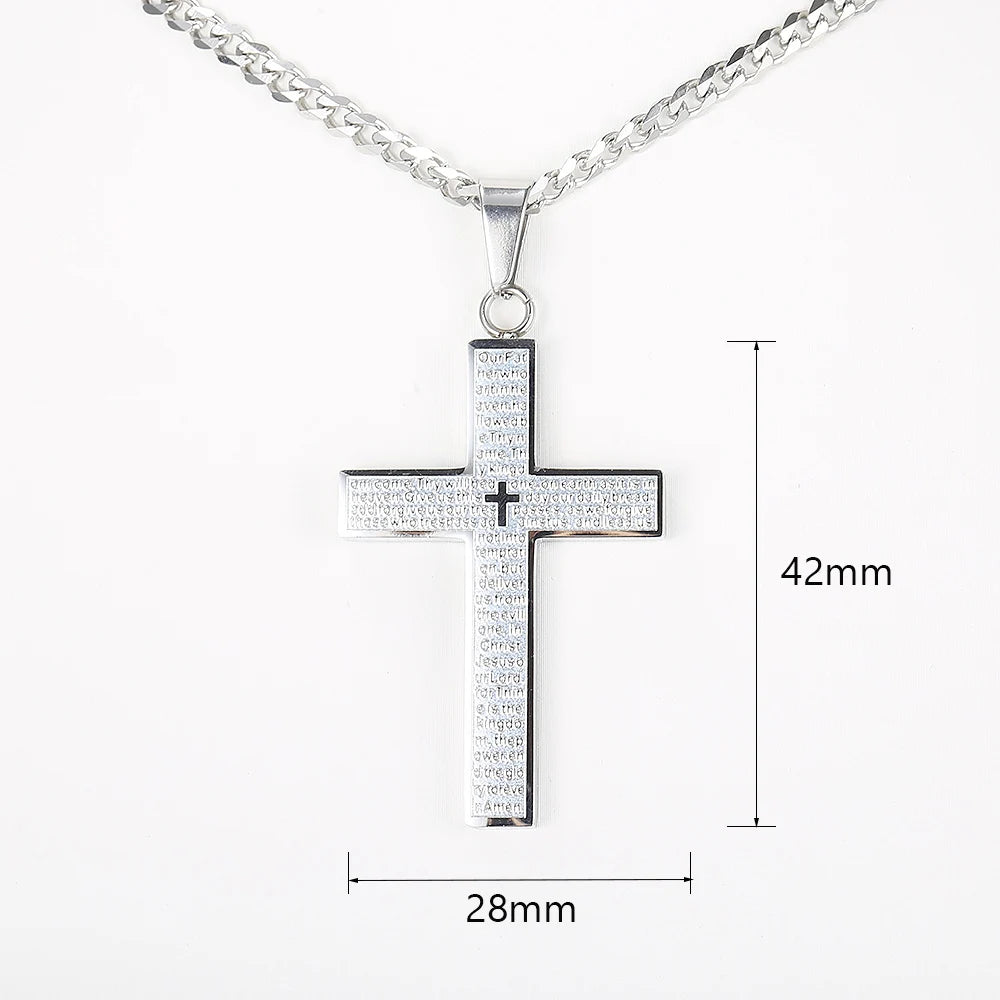 New - Cross Pendant Necklace for Men Women Jesus Christ Necklace Gold Black Silver Color Cuban Chain Religion Jewelry DKP684
