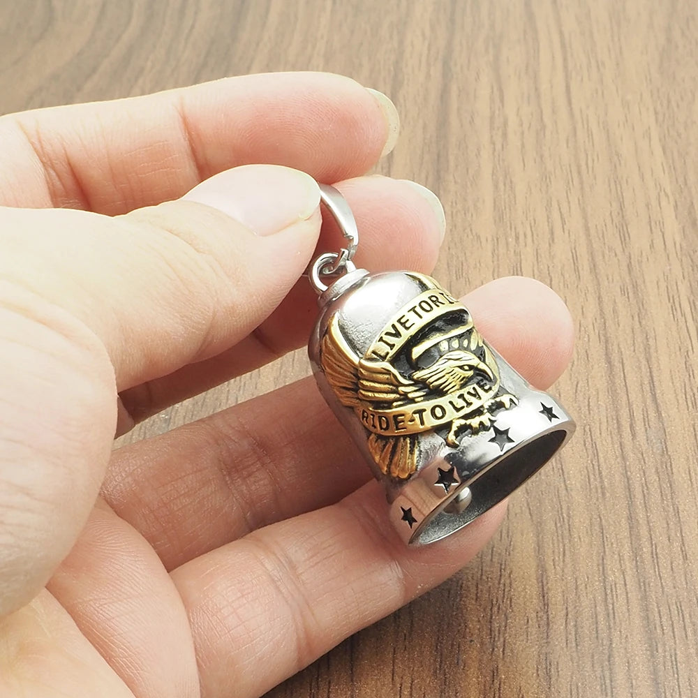 Ride To Live Eagle Necklace 316L Stainless Steel Jewelry Punk Biker Polishing Cool Live To Ride Gold Black Plated Bell Pendant