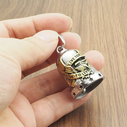 Ride To Live Eagle Necklace 316L Stainless Steel Jewelry Punk Biker Polishing Cool Live To Ride Gold Black Plated Bell Pendant