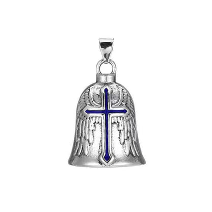 Vintage 3D Design Motorcycle Guardian Bell Retro Wing Design Biker Good Luck Charm Alloy Punk Style Evil Spirit Trap Bell Men