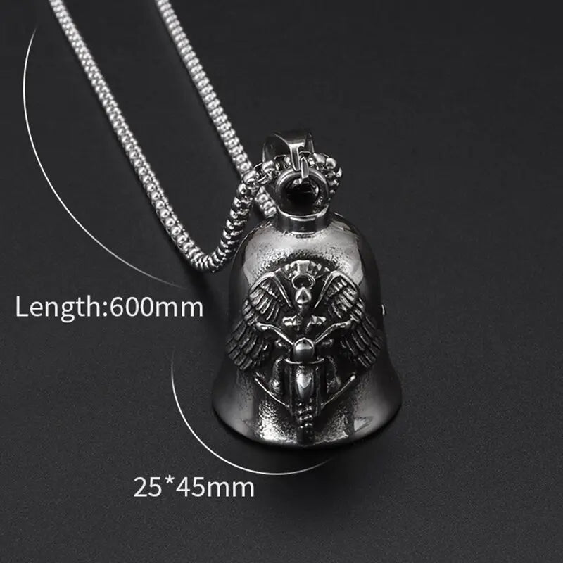 Angel Ride Motorcycle Bell Pendant Biker Hip Hop Rock Metal Punk Ride Party Accessories Trend Amulet Jewelry Gift