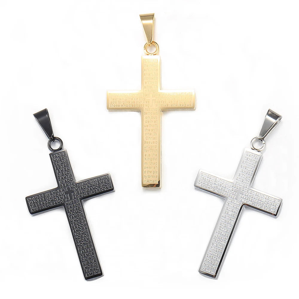 New - Cross Pendant Necklace for Men Women Jesus Christ Necklace Gold Black Silver Color Cuban Chain Religion Jewelry DKP684