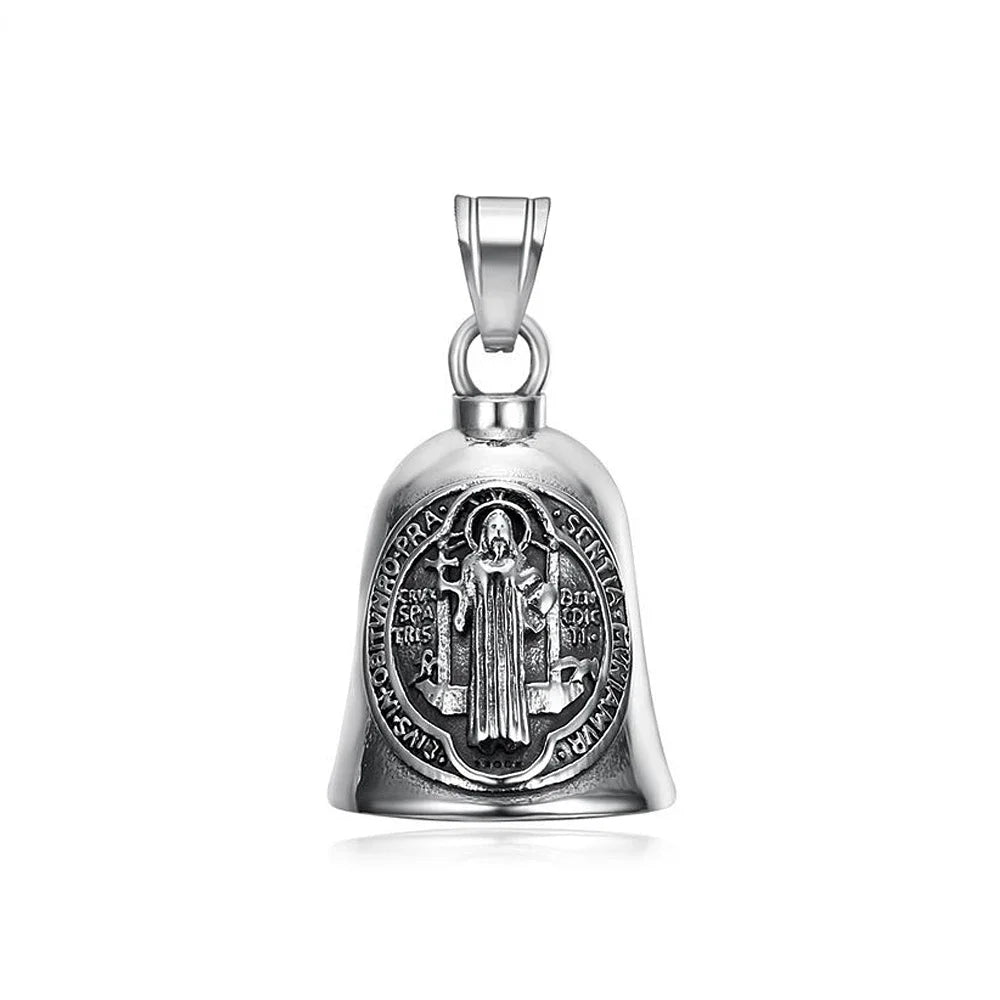 New Stainless Steel Motorcycle Bell Angel Wings Bell Pendant Necklace For Biker Fashion Lucky Amulet Jewelry Gifts Dropshipping