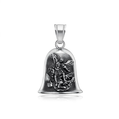 New Stainless Steel Motorcycle Bell Angel Wings Bell Pendant Necklace For Biker Fashion Lucky Amulet Jewelry Gifts Dropshipping