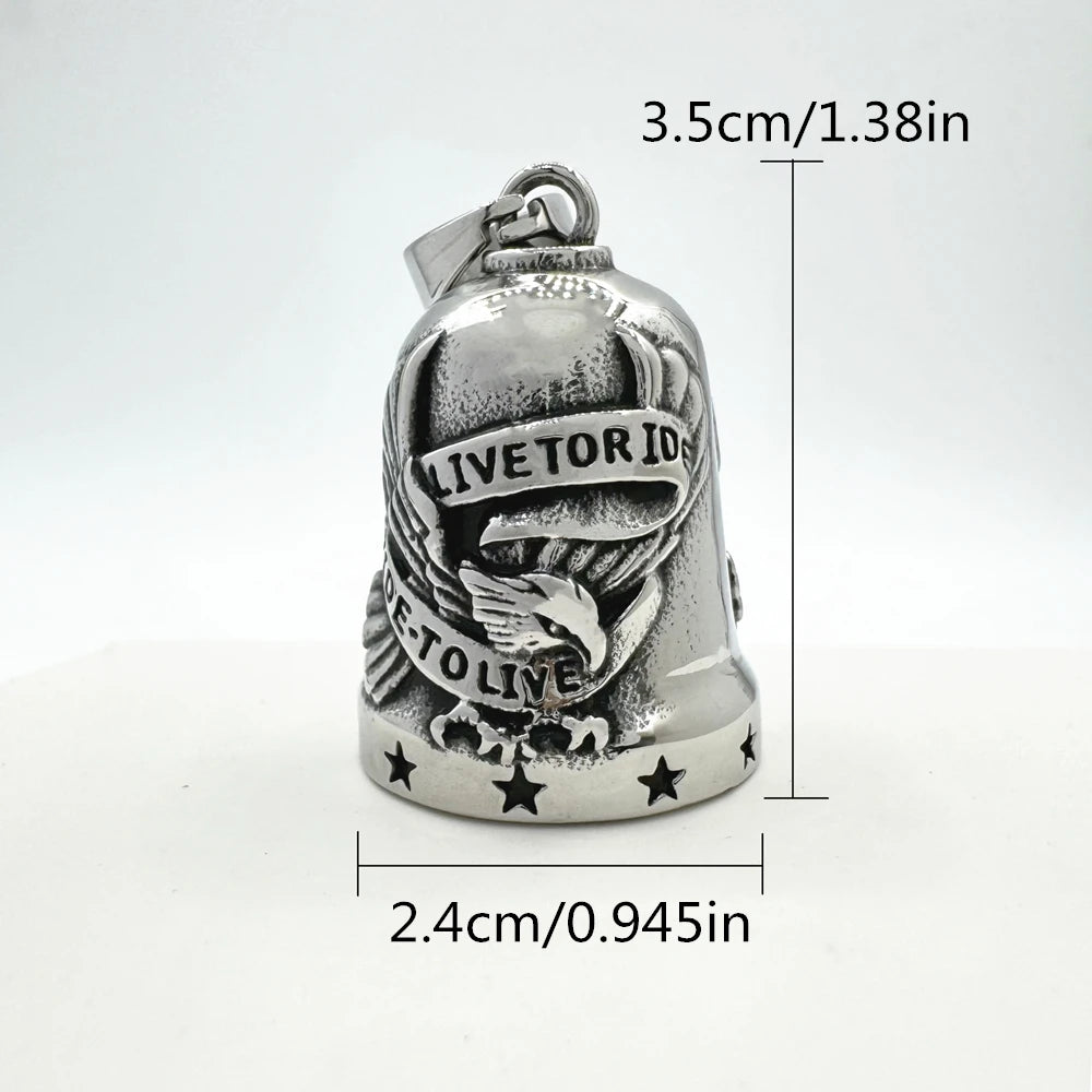 Ride To Live Pendant 316L Stainless Steel Jewelry Jingle Bell Stars Motorcycles Man Pendant
