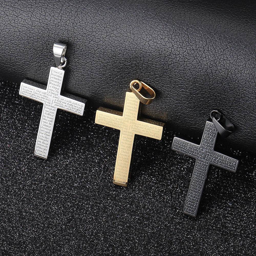 Cross Pendant Necklace for Men Women Jesus Christ Necklace Gold Black Silver Color Cuban Chain Religion Jewelry DKP684