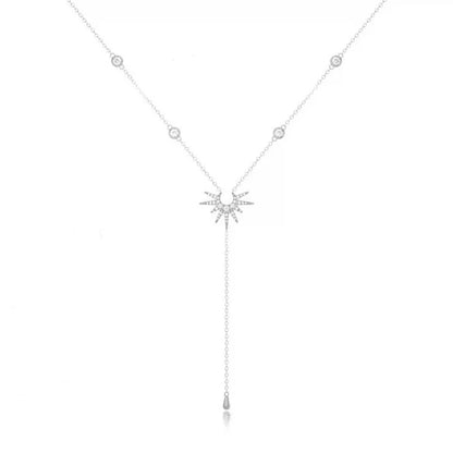 2 Pcs/Set Sun Flame Pendant Snake Choker Necklace for Women Water Drop Long Tassel Zircon Charm Chain Natural Stone Jewelry Gift