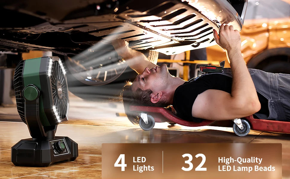 coldSky Camping Fan with 4 LED Lantern 8 Speeds Desk Fan 20000mAh Battery Portable Outdoor Fan for Outdoor Camping and Fishing