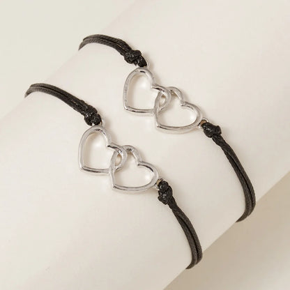 2Pcs New Trendy Cute Wish Sunflower Rainbow Love Black Rope Beads Bracelet for Girl Woman Fashion DIY Jewelry Gift Dropship