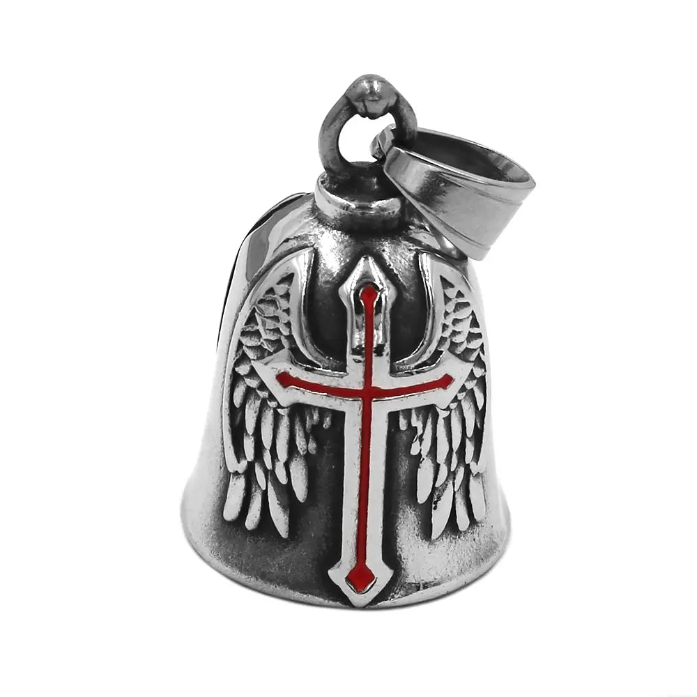 Live to Ride Eagle Wings Jesus Cross Biker Bell Pendant Stainless Steel Knuckles Heart Peace Sign Rose Eye Bell Christmas Gift