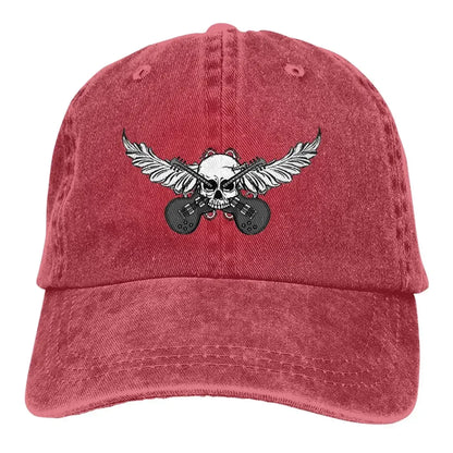 Guitar Rock Multicolor Skull Wing Baseball Caps