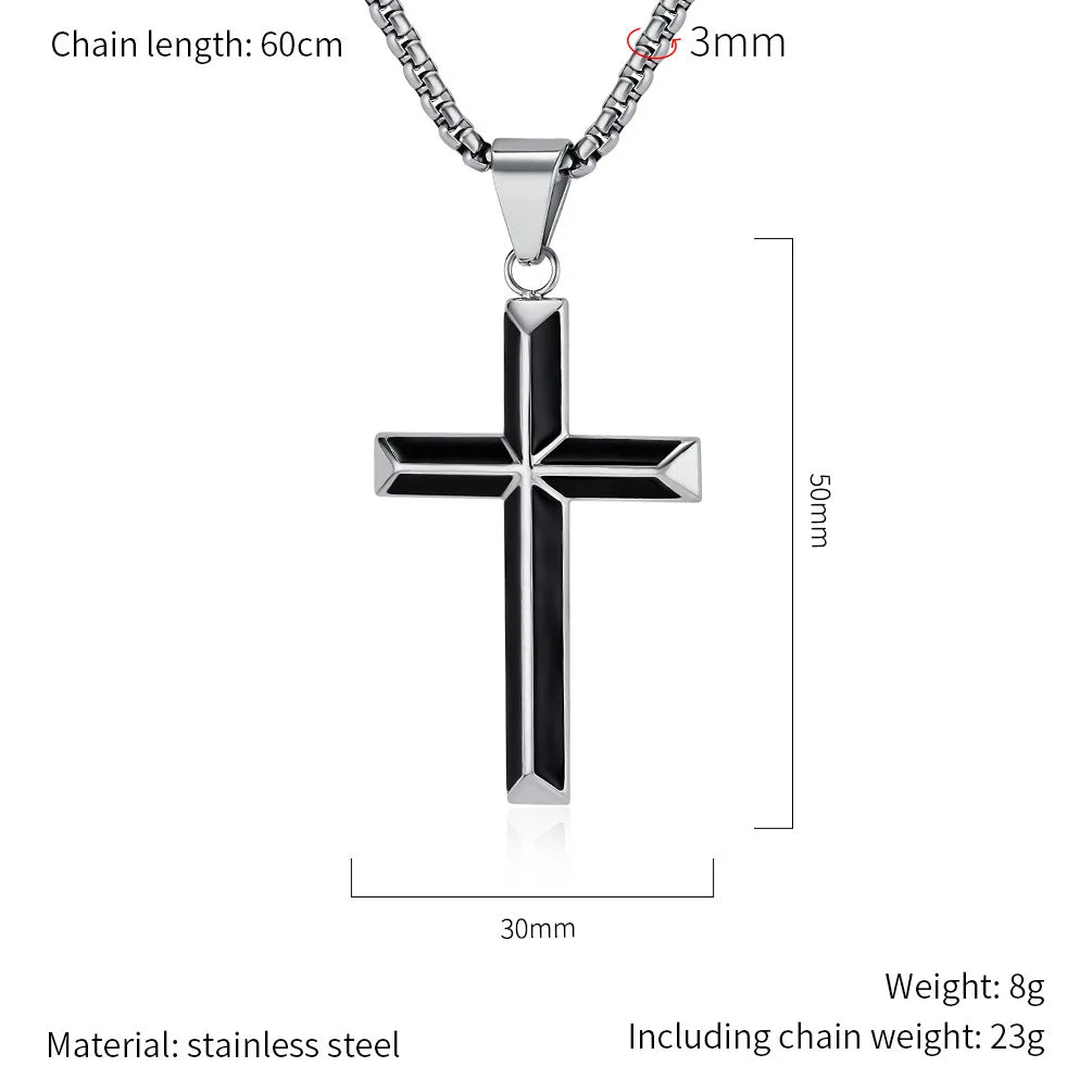 High Quality Stainless Steel Catholic Cross Pendant Unique Christianity Necklace with Oil Drop Charm for Men and Women