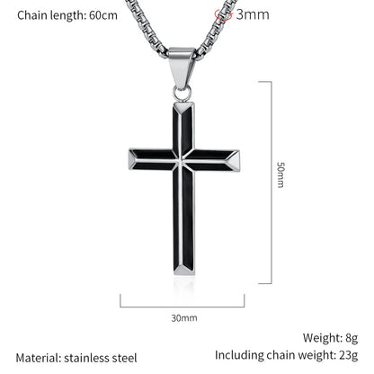 High Quality Stainless Steel Catholic Cross Pendant Unique Christianity Necklace with Oil Drop Charm for Men and Women