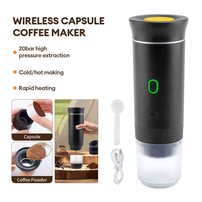 3-in-1 Portable Espresso Maker – Wireless Coffee Machine for Travel, Car & Camping
