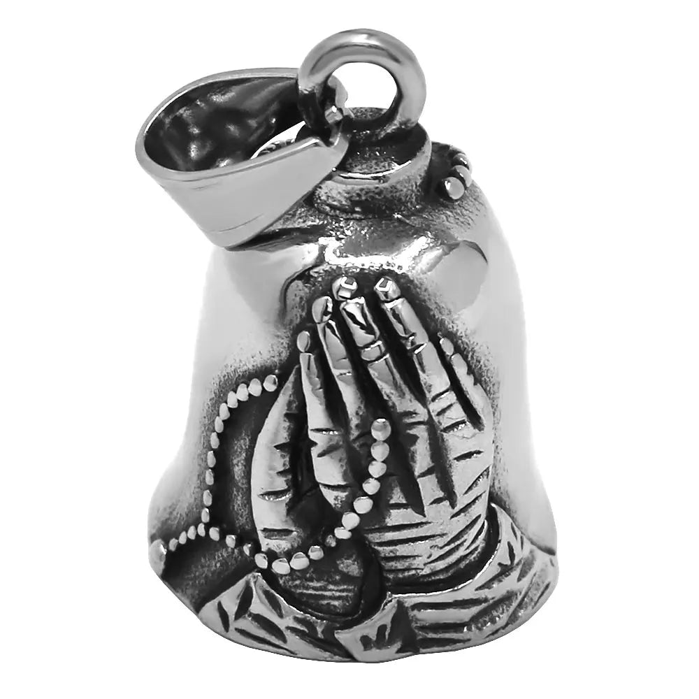 Live to Ride Eagle Wings Jesus Cross Biker Bell Pendant Stainless Steel Knuckles Heart Peace Sign Rose Eye Bell Christmas Gift