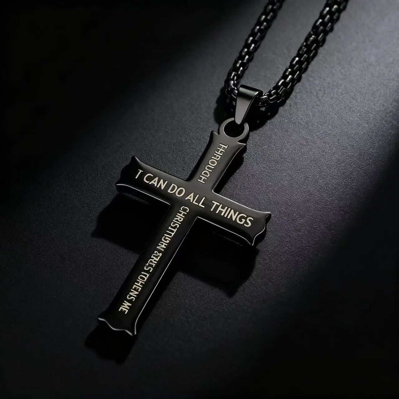 YQ Stainless Steel Cross Chain Necklace Pendant For Men Women Religious Jewelry Accessories