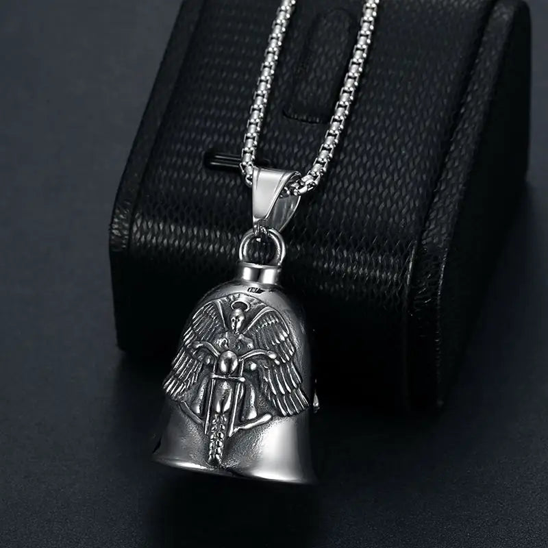 Angel Ride Motorcycle Bell Pendant Biker Hip Hop Rock Metal Punk Ride Party Accessories Trend Amulet Jewelry Gift