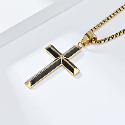 High Quality Stainless Steel Catholic Cross Pendant Unique Christianity Necklace with Oil Drop Charm for Men and Women