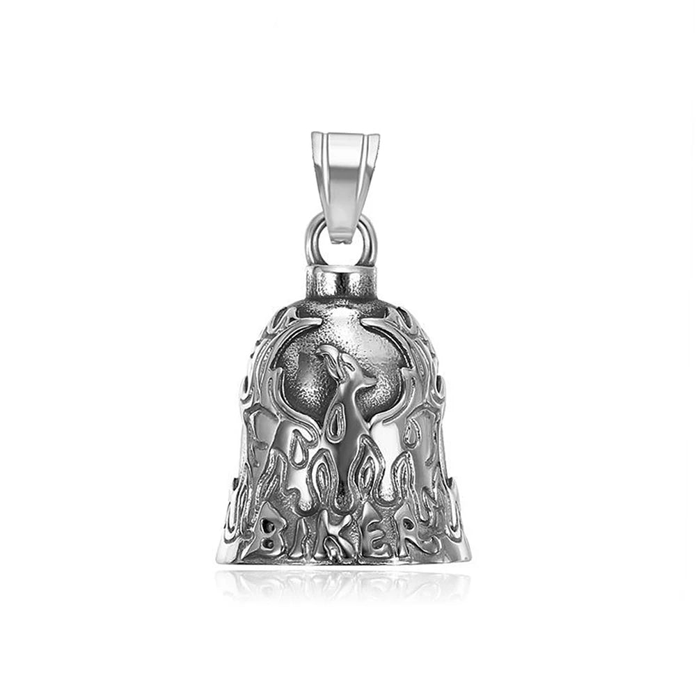 New Stainless Steel Motorcycle Bell Angel Wings Bell Pendant Necklace For Biker Fashion Lucky Amulet Jewelry Gifts Dropshipping