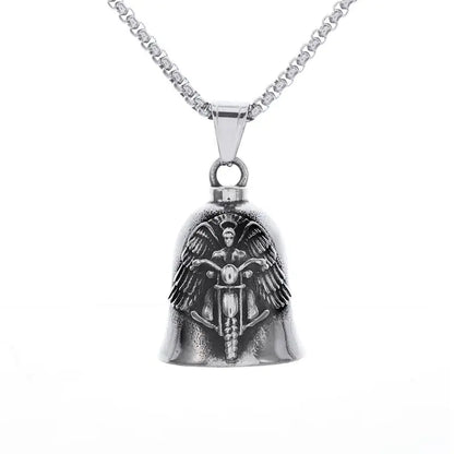 Angel Ride Motorcycle Bell Pendant Biker Hip Hop Rock Metal Punk Ride Party Accessories Trend Amulet Jewelry Gift