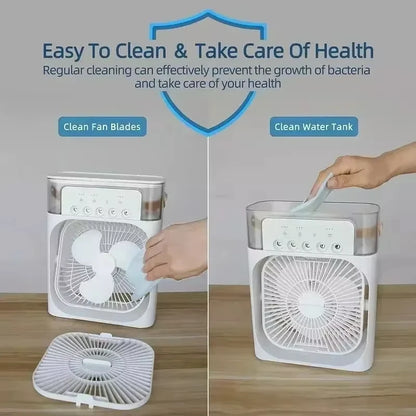 Xiaomi New 3-in-1 Fan Air Conditioner Household Small Air USB Electric Fan Air Cooler LED Night Light Water Mist Office Home