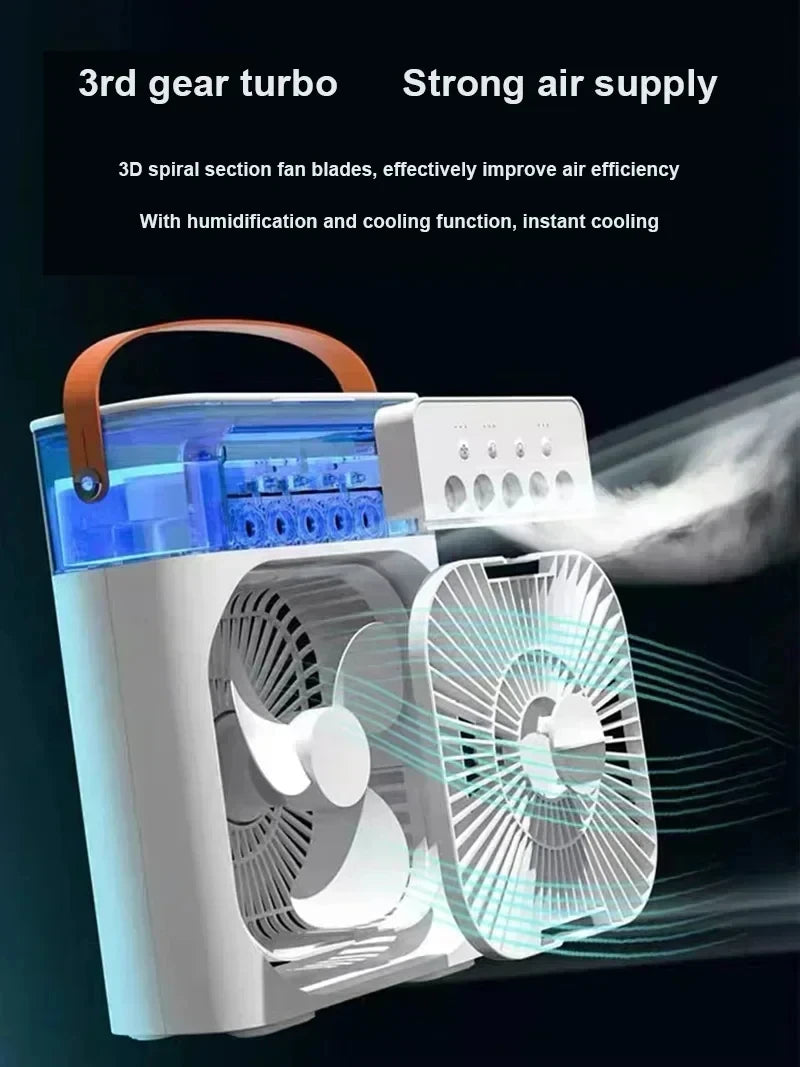 Xiaomi New 3-in-1 Fan Air Conditioner Household Small Air USB Electric Fan Air Cooler LED Night Light Water Mist Office Home    qykyai-sq.myshopify.com